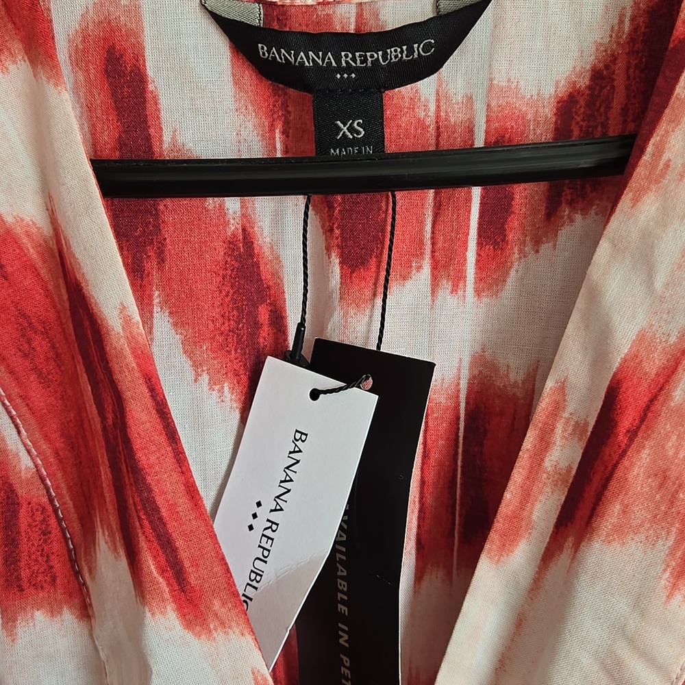 Banana Republic Red and Cream Printed  Tiered Dress - Picture 7 of 10